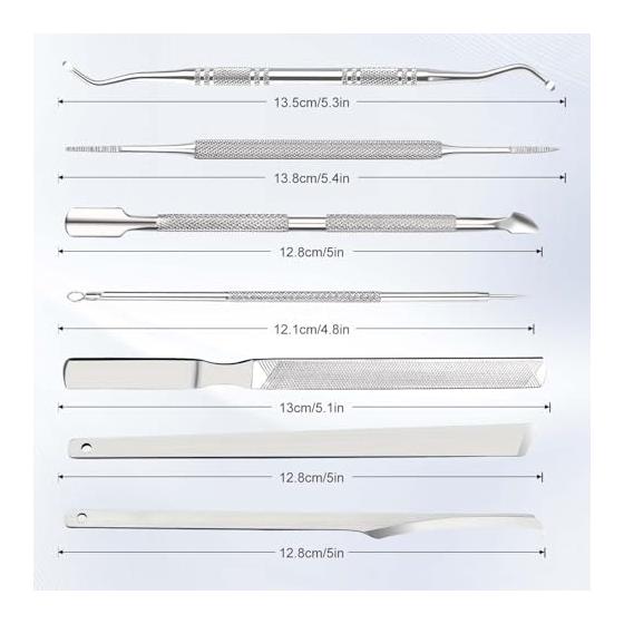 WALWAL 7 Piece Set Ingrown Nail Care Tool Stainless Steel Pedicure Kit Nail File Lifter Dead Exfoliation Remover Foot Cleaning Care Tool