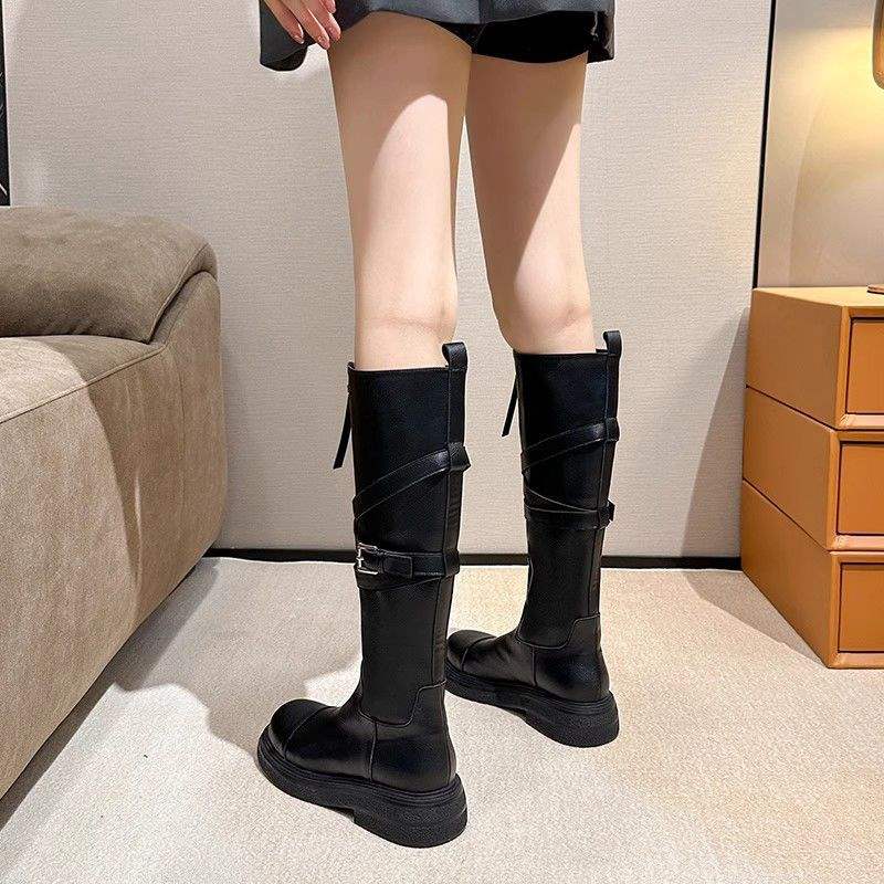 Boots Women's 2025 Autumn and Winter Platform Tall Knight Boots Retro Fashion Boots Maillard Boots Medium Boots