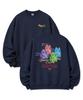 ORIGINALDAY [Fleece Line Option] Jelly Cat Oversized Long Sleeve Sweatshirt Navy