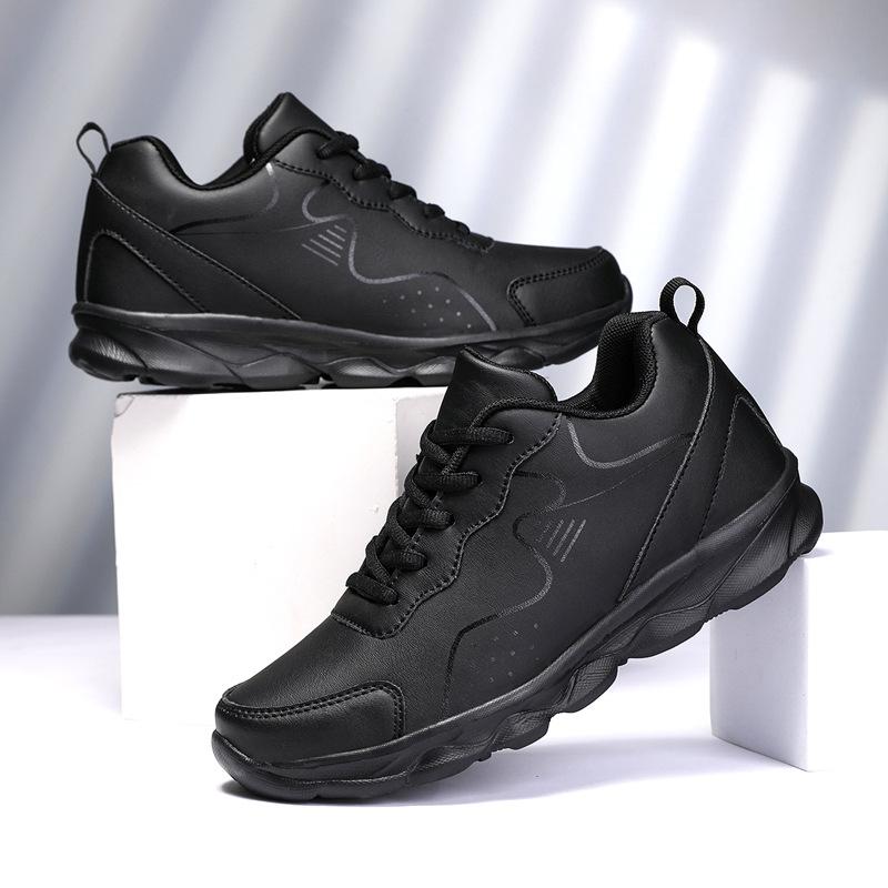 Non-slip sneakers, black, thin and heightened dad shoes, spring and autumn thick soles, comfortable and casual large size.