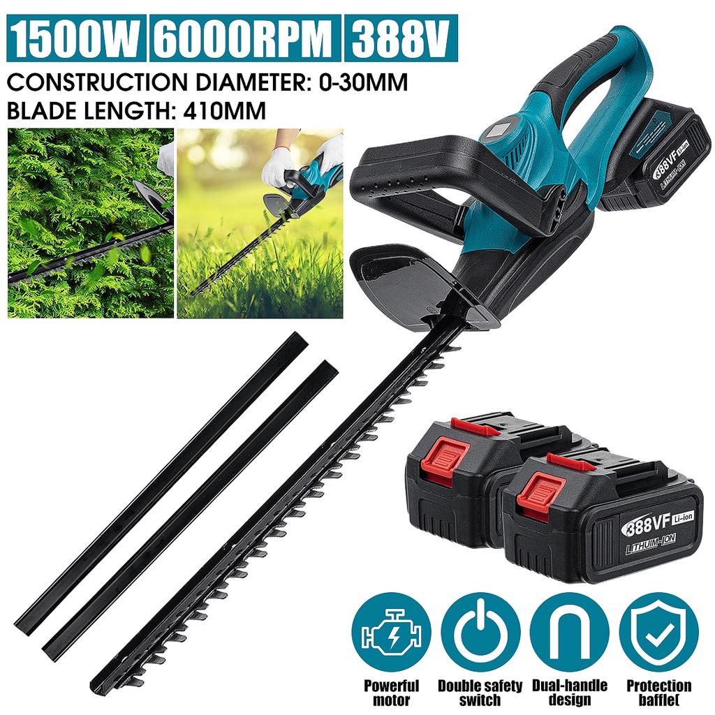 1500W 388VF Cordless Hedge Trimmer Electric Hedge Trimmer Cordless Battery Pruner Trimmer for Grass Garden Tool for Mak