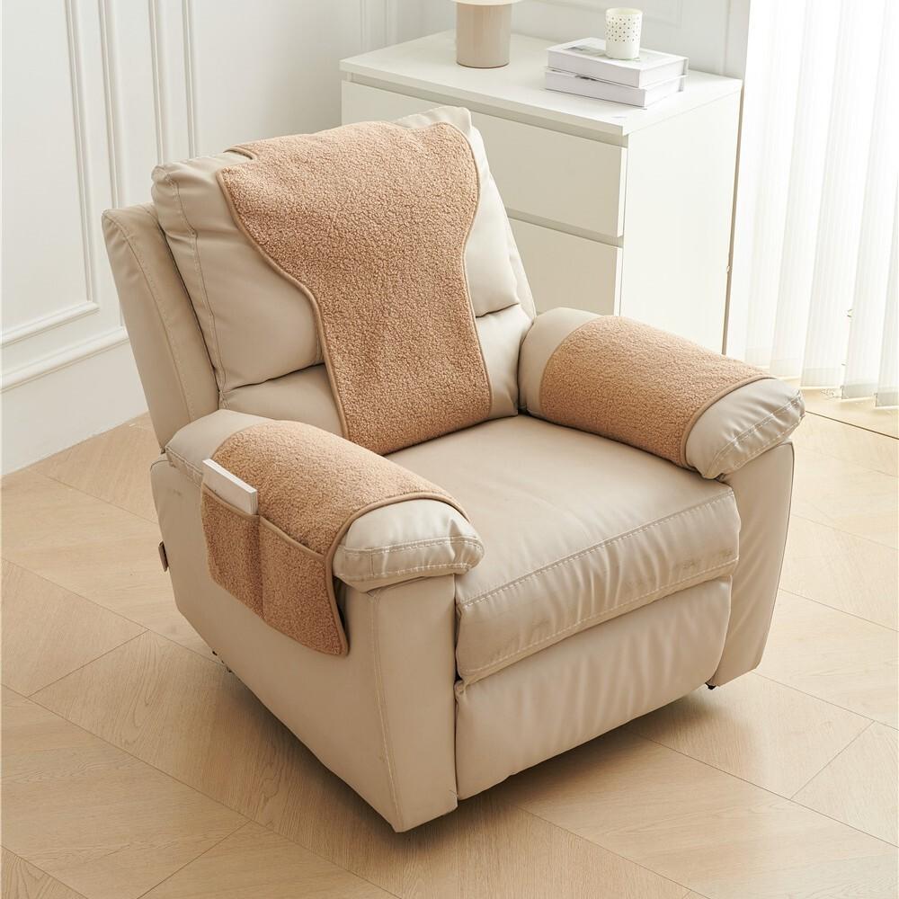 

3PCS/Set Lamb Velvet Sofa Backrest Cushion Adjustable Handrail Cover Anti-scratched Sofa Slipcover Armchair Recliner Seat Pad 3PCS Set