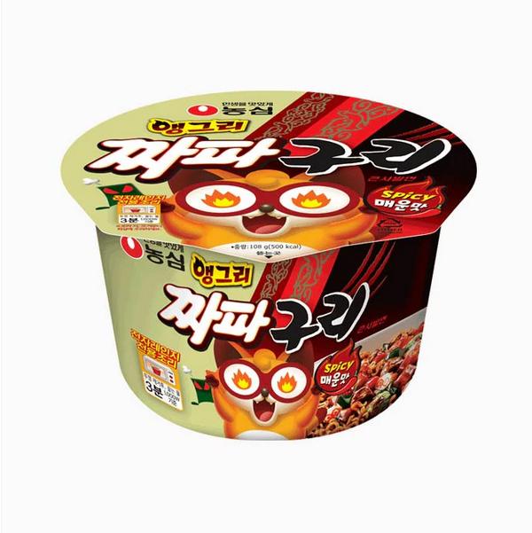 Лапша быстрого приготовления Nongshim Angry Jjapaguri Острая Большая Чашка 108г x 3 шт. / Корейская Лапша, Kfood, Аутентичная Корейская Еда 108g x 3ea
