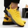 Men's Shoes Yellow Knit Sport Sneakers Lightweight Mesh Non-Slip Casual Trainers Outdoor Running Shoes