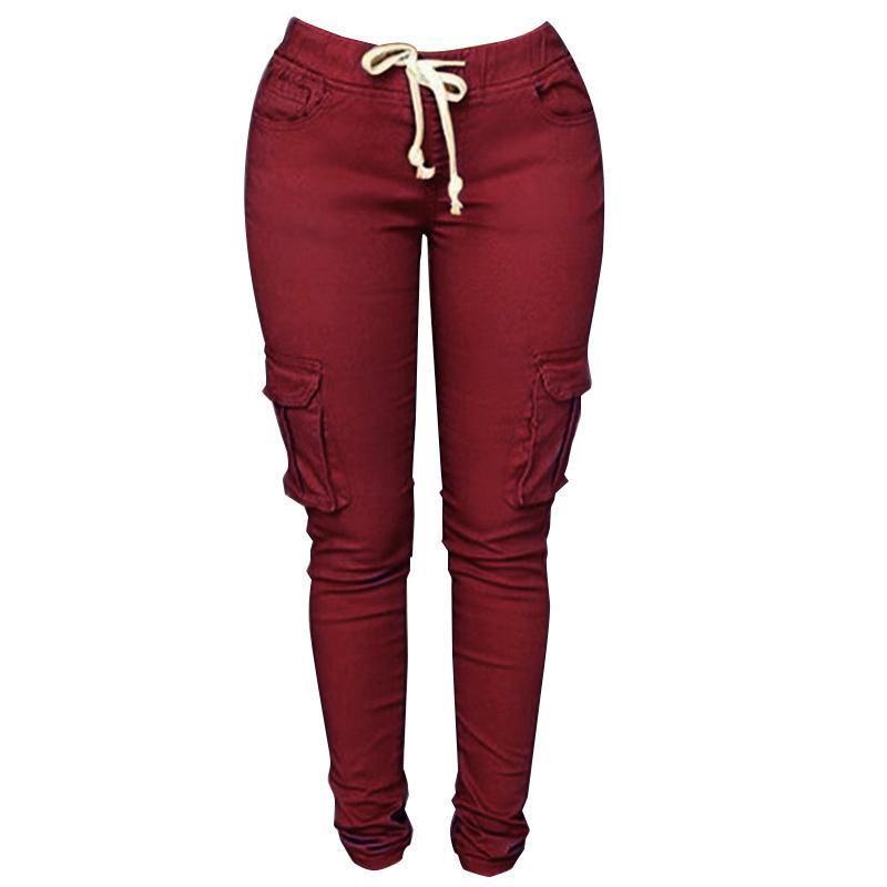 Fashionable Sexy Women High Waist Stretch Slim Casual Pants With Elegant Pockets