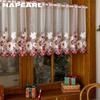 1PC NAPEARL French Countryside Embroidery Short Sheer Curtain, Translucent Wavy Bottom Cabinet Window Partition Gauze Curtain Home Decor