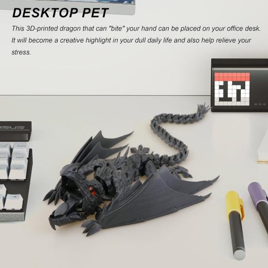 3D Printed Flying Dragon Figurine Movable Joints Winged Dragon Figure Articulated Dragon Model Fidget Toy Desktop Decoration Ornament