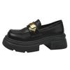 Black Retro Small Leather Shoes Women's New Autumn Single Shoes with Thick Soles and Thick Heels