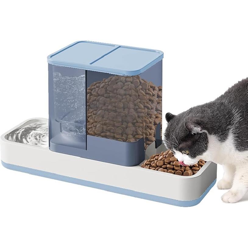 Yummy Sam Automatic Small Pet Feeder and Water Dispenser, 2 in 1 Gravity Cat Auto Pet Feeder and Waterer Set Feeder Dish for Small Medium Pets Dog