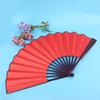 Bamboo Hand Fan, Elegant Event Accessory, Traditional Folding Fan For Cultural Celebrations, Chinese Silk Fan With Solid Wood Handle, Red 10 Inch Craf
