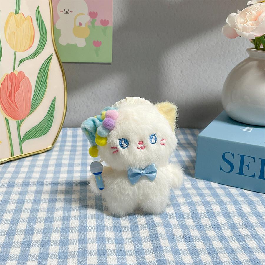 

Soft Cat Keychain Plush Toy With Butterfly Decoration For Bag And Office Use PartyCatBlueBow