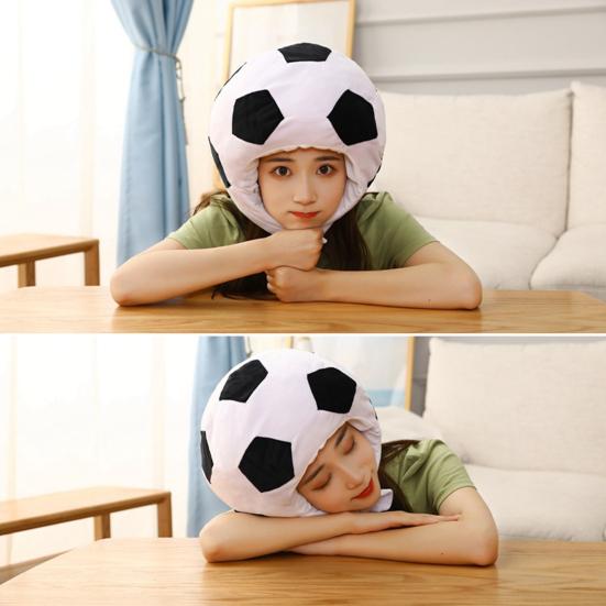 Football Headgear Soft Adjustable Full Coverage Head Cover Cute Decoration Photo Props Cartoon Plush Hat Football Club Party Costume Activity Gift