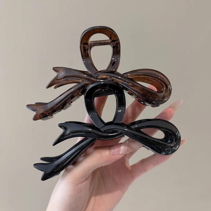 AWAYTR Retro Brown Bow Tie Hair Claws Acrylic Hair Clips Crab For Women Girl Gift Hair Accessories Valentine Headwear