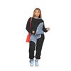 Conjuntos de Duas Peças Femininos Fato de Treino Outono Jeans Costurado Top com Capuz Moletons Bolso Calças Jogger Fato Solto Feminino Dama de Escritório