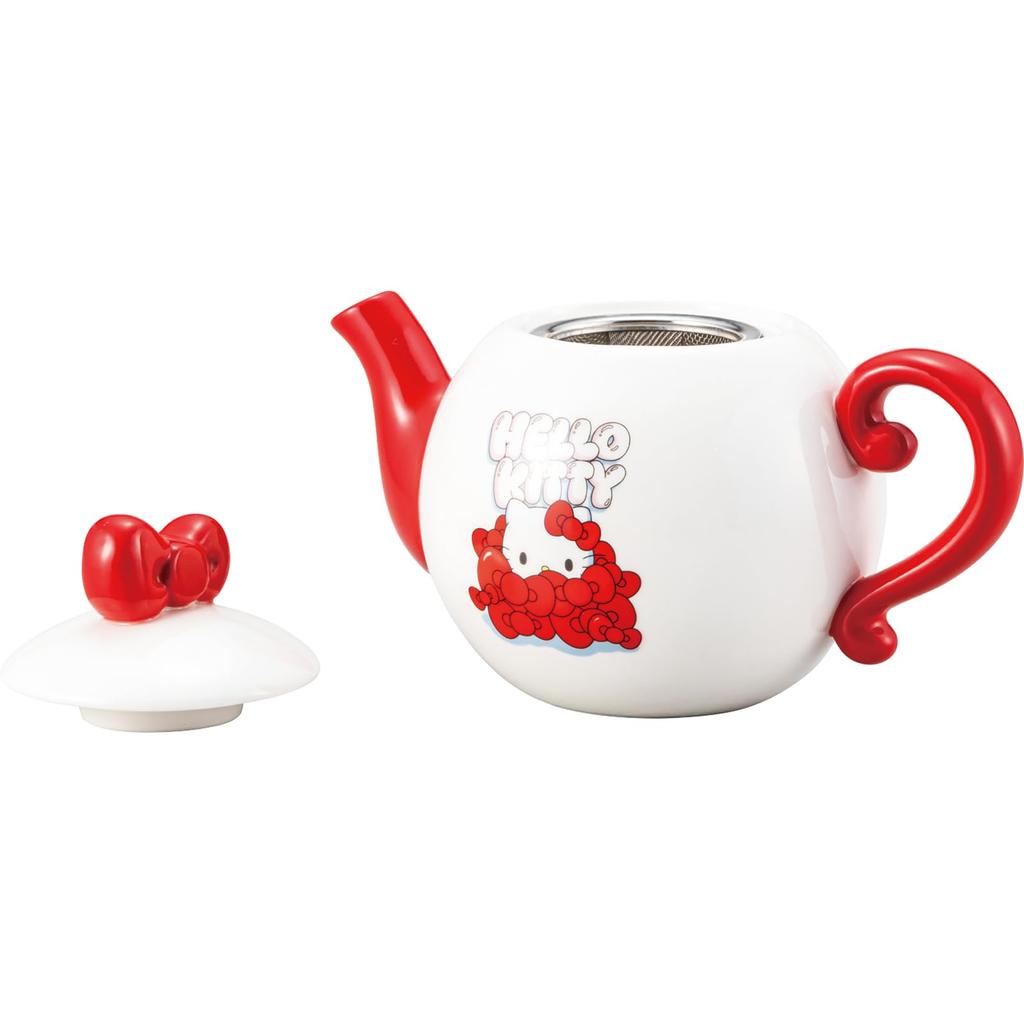 Sanrio Hello Kitty Edgy Teapot with Ribbon, White, Approx. 18 X 11 X 14 Cm, 500ml, SAN4798