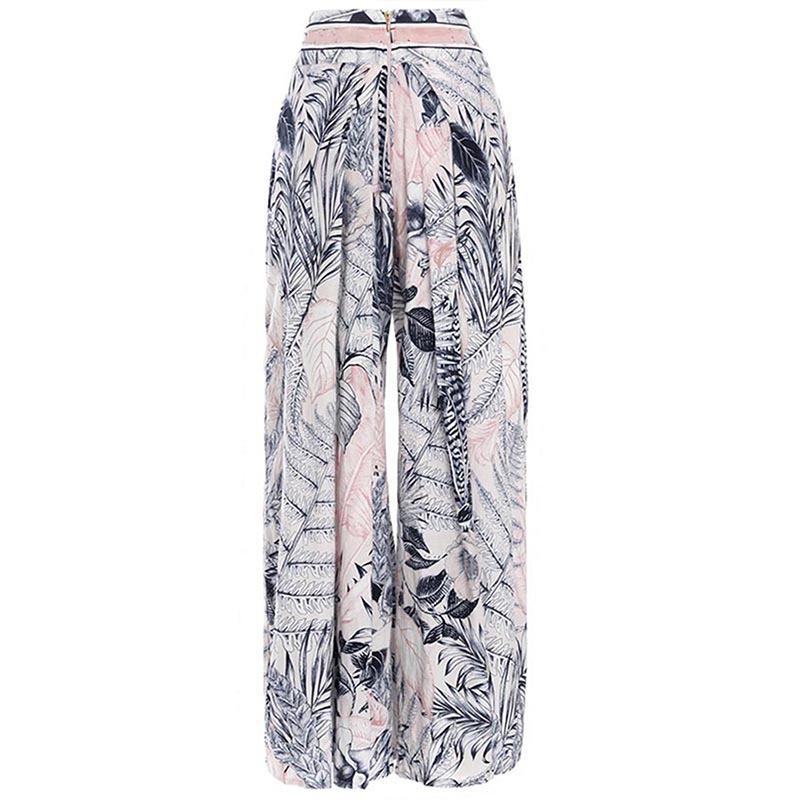 

Европейские и американские принтованные брюки для похудения с высокой талией, широкими штанинами, пляжные, для плавания, для женщин M