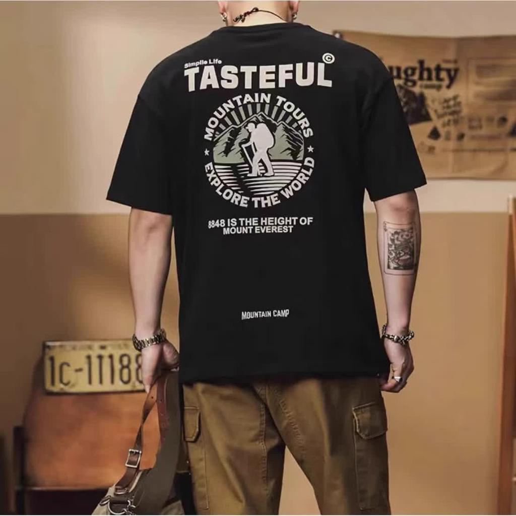 Fake two hundred matching stretch solid color fit wrinkle loose men's short-sleeved fashion short-sleeved top comfortable lightweight T-shirt