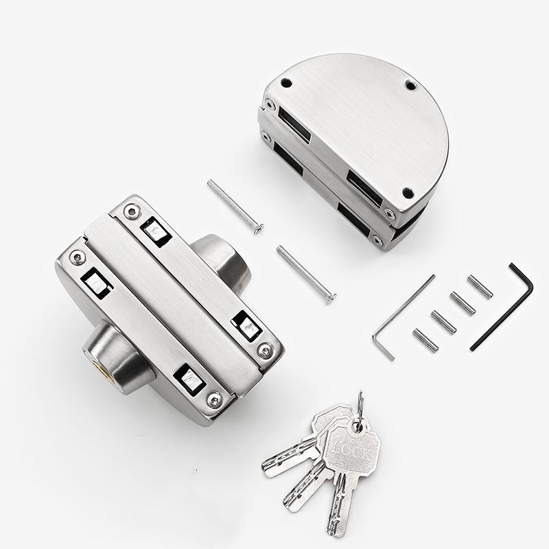 Semi-circular Stainless Steel Glass Lock No-drilling Sliding Door Locks Office Frameless Glass Clip Interior Security Door Latch