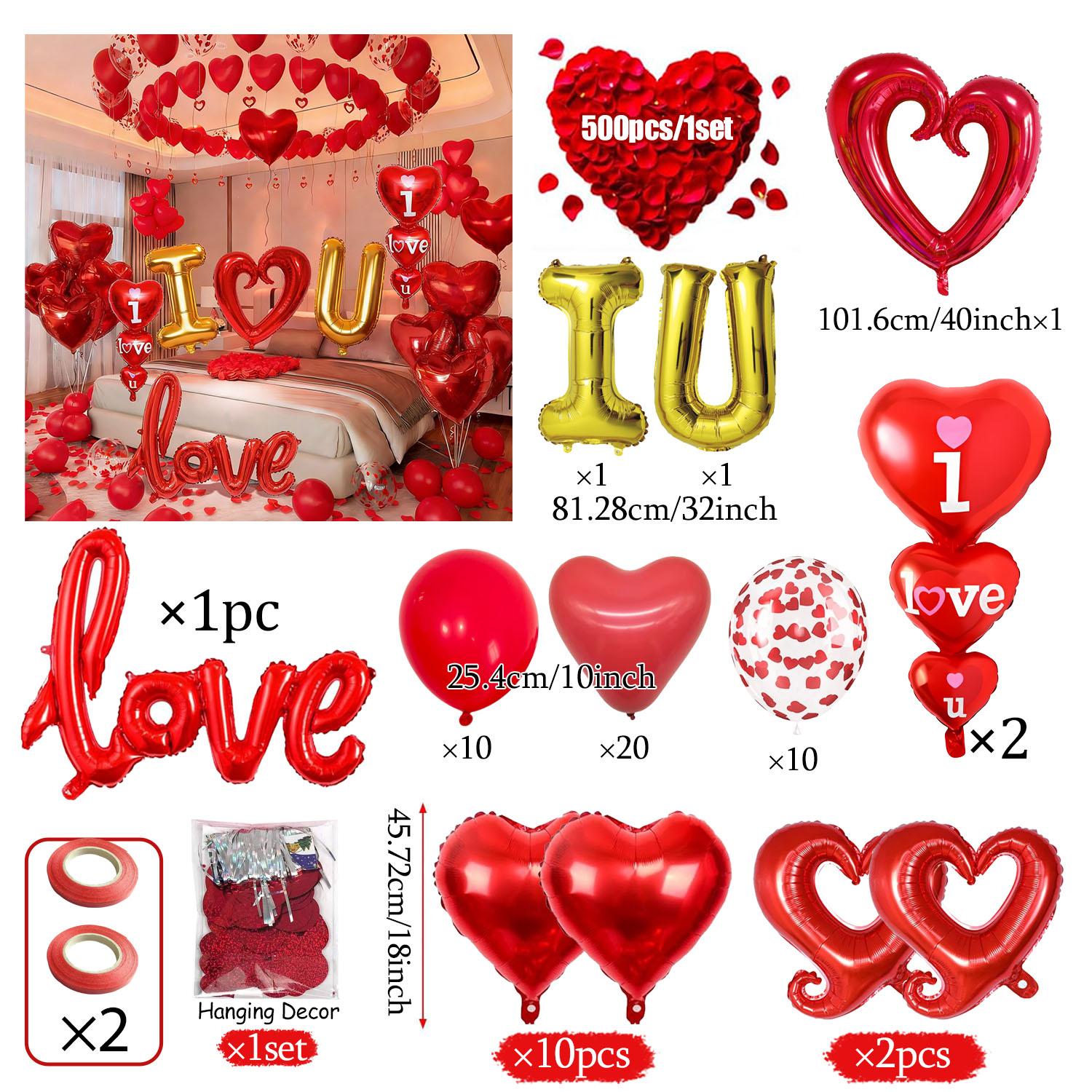Набор воздушных шаров на День святого Валентина Красное сердце Симуляция лепестков для предложения на День святого Валентина Свадебный Романтический декор Other