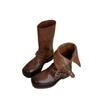 [Washed horse skin] Skinny buckle short boots women's heightened thick soles 2025 autumn and winter new thin boots spring and autumn short boots