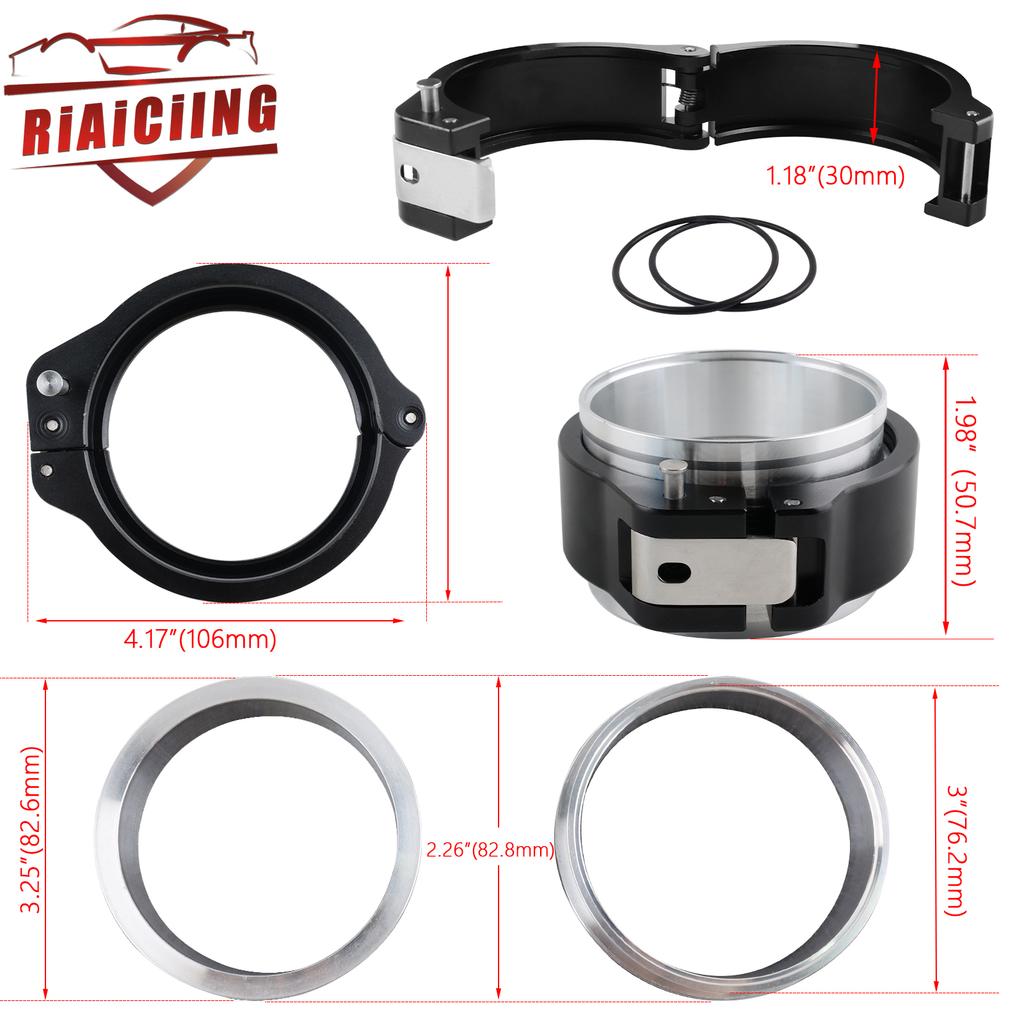 High Quality New Design Black 2/2.5/3.0/3.5/4 Inch O.D. Tubing HD Pinless Clamp Assembly 32516 Aluminum