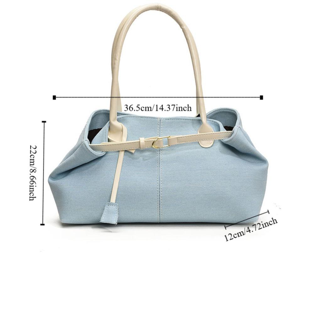 Patchwork Color Vintage Armpit Bag Hasp Closure Casual Tote Bag Denim Shoulder Bag Students
