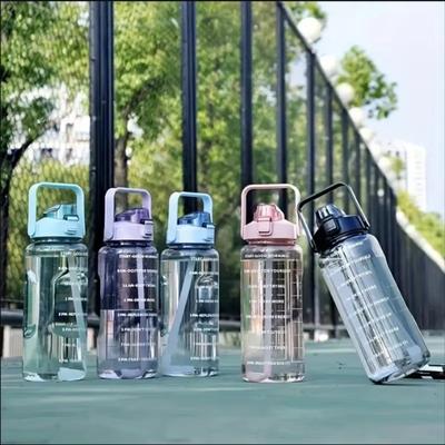 Large Capacity Space Cup Portable Plastic Water Bottle with Straw for Fitness Sports