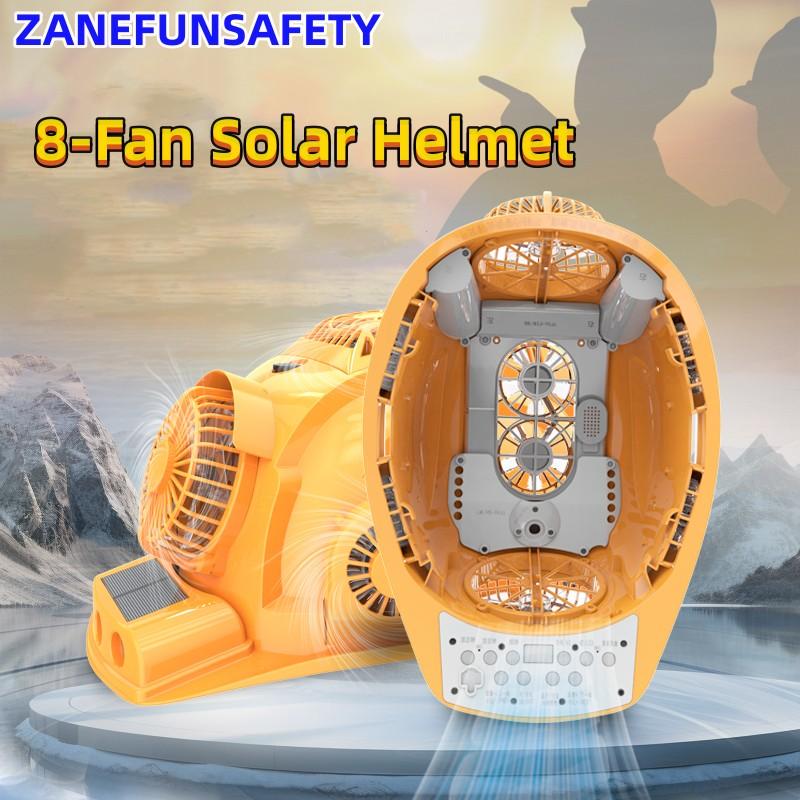 

Новейший солнечный шлем с 8 вентиляторами, кондиционером, Bluetooth, FM-радио, светодиодной фарой, большой перезаряжаемой литиевой батареей AI на китайском языке