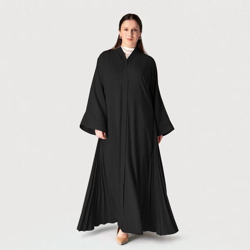 New Arrival Middle East Dubai Turkey Pleated Cardigan Robe Dress Lace up Pleated Dress