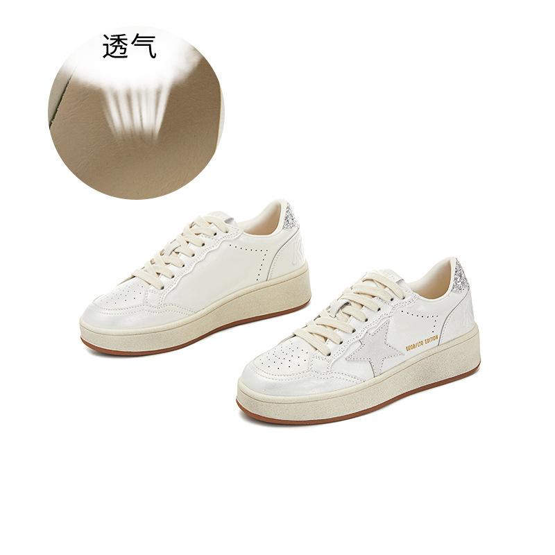 New leather little white shoes women's 2025 spring women's casual single shoes casual versatile star board shoes sports board shoes