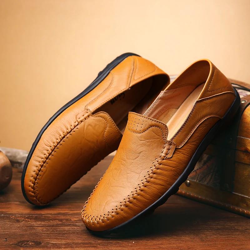 Fashion Men Leather Casual Shoes Luxury Brand 2024 Mens Loafers Dress Shoes Summer Moccasins Italian Breathable Slip On Driving Shoes