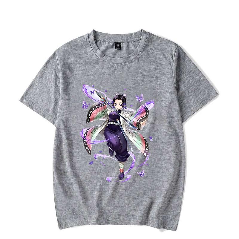 New Women's Fashion Funny Kochou Shinobu Print T Shirt Summer Unisex Loose Casual Plus Size Anime Graphic Tee Tops
