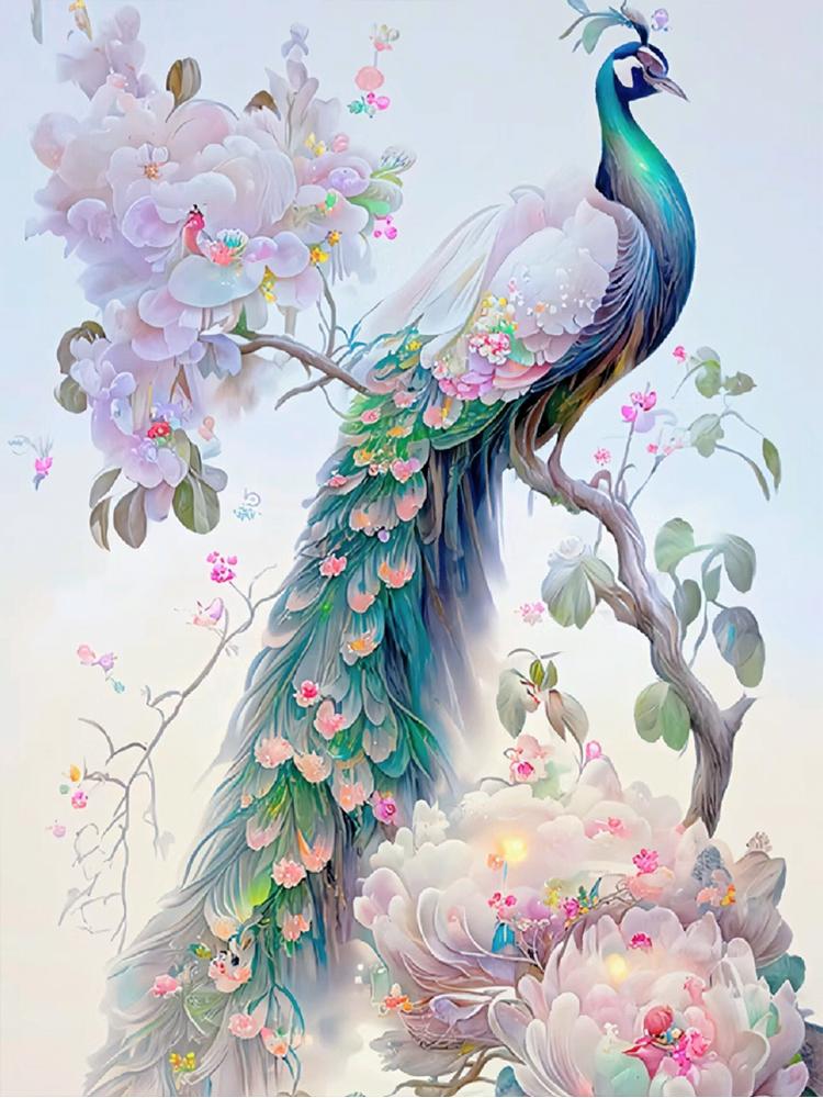 5D DIY Peacock Diamond Colored Animal Full Circle Square Diamond Embroidery Mosaic Cross Embroidery Set Home Decoration Gift