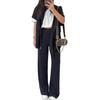 Women's Two Piece Outfit Casual Full And Wide Leg Pants Short Sleeve Shirt Set Casual