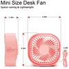 (Pink) Desk Fan Portable Fan, USB Fan Silent Powerful Personal Fan, 3 Speed Mini Desktop Fan Cooling Desk Fan USB for Home Office Bed