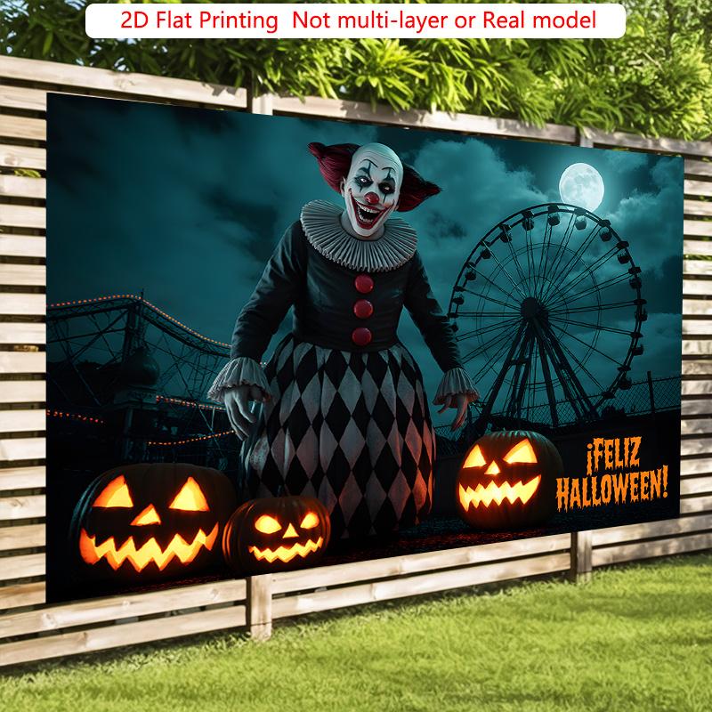 Party Backdrop Halloween Flat Spooky Clown Event Backdrop Decoration Party Decor