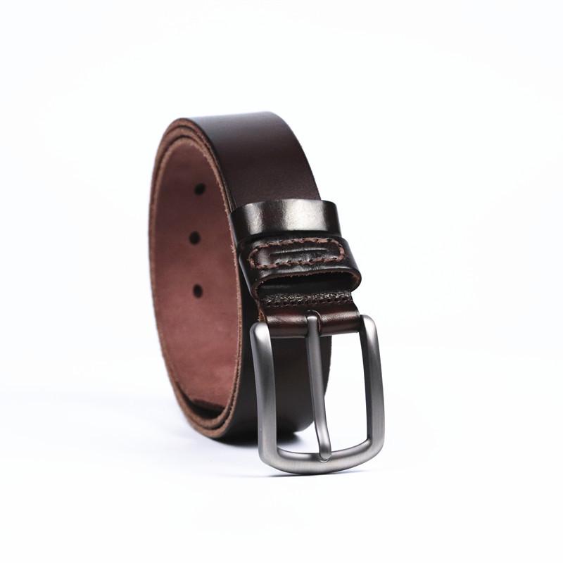 Men's Retro Genuine Leather Belt with Alloy Pin Buckle - Stylish and Versatile Cowhide Belt for Fashionable Looks