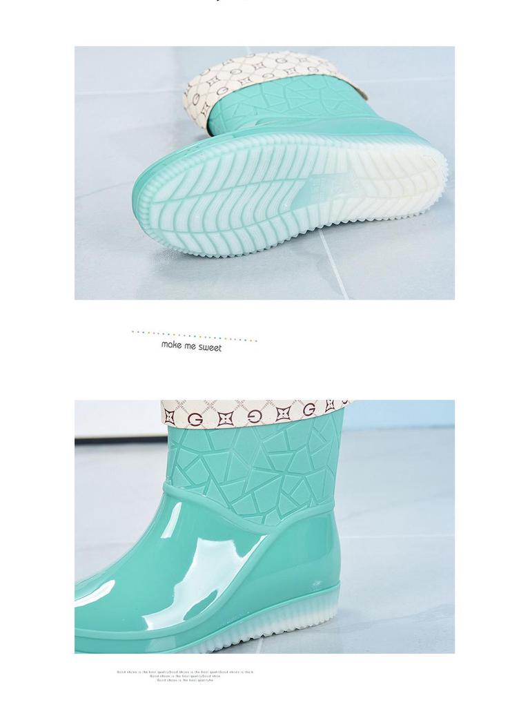 Women's Jelly Non-Slip Waterproof Rain Boots - Thick, Wear-Resistant, Short Tube Rubber Shoes for Summer