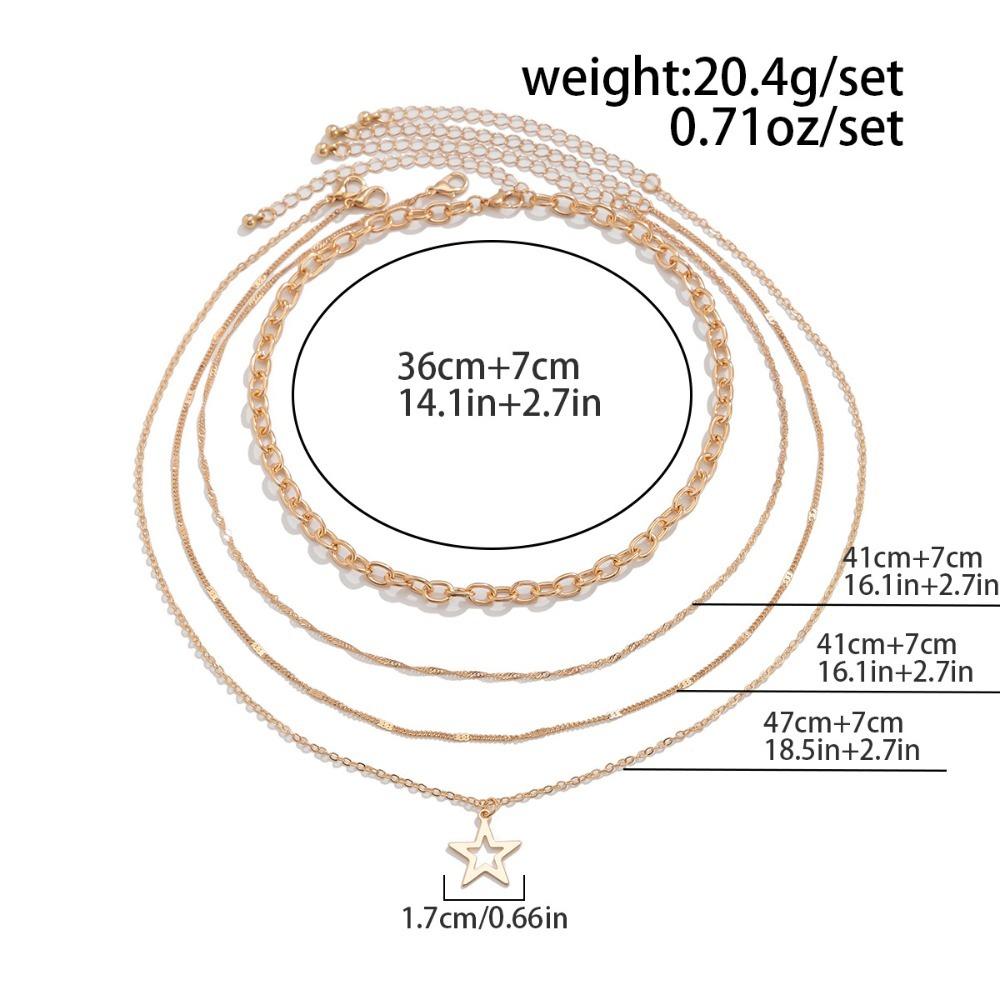 Trend Fashion Metal Sequins Fine Chain Hollow Pentacle Pendant Multi-layered Fold Wear Necklace for Women for Women Jewelry Gift