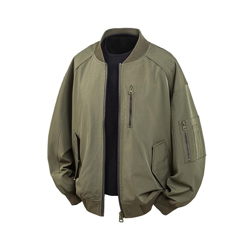 Unisex Retro Bomber Jacket with Solid Colors & Print Designs - Perfect for Spring & Autumn Casual Wear