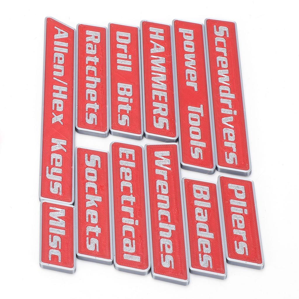 12pcs Magnetic Toolbox Labels Reusable 3D Printed Toolbox Drawer for Steel Tool Boxes Cart Drawers Cabinets