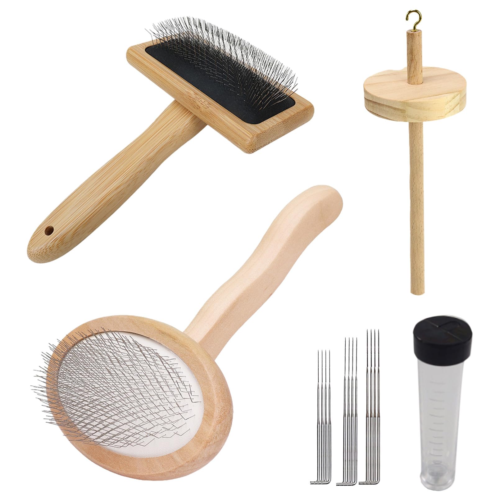 

Chandini Wool Felting Oval Rectangular Spindle and Needle Kit, 4-Piece Set Comb, Comb, Tool,