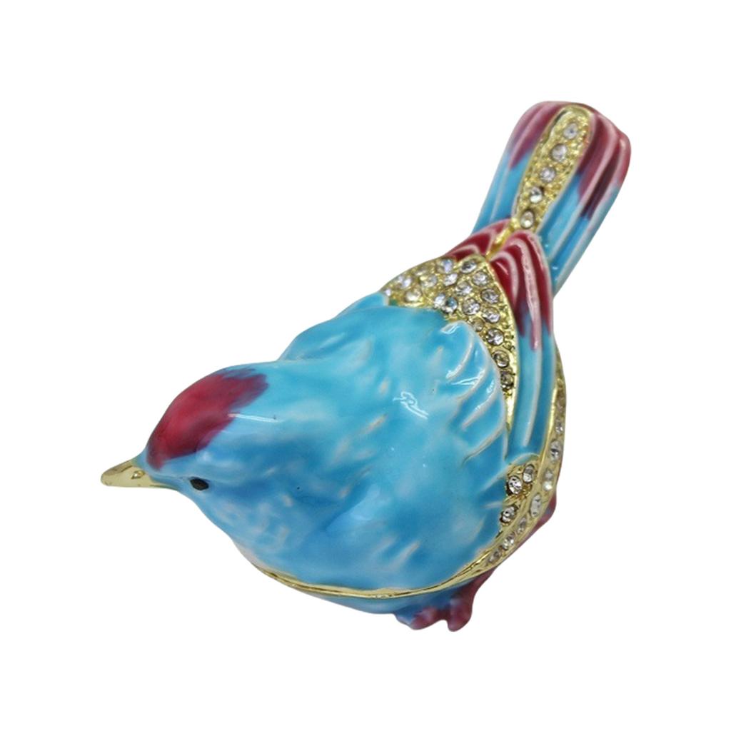Alloy Enamel Sparrow Shaped Jewelry Organizer Decorative Box for Rings and Earrings Studs Multifunctional Storage Case