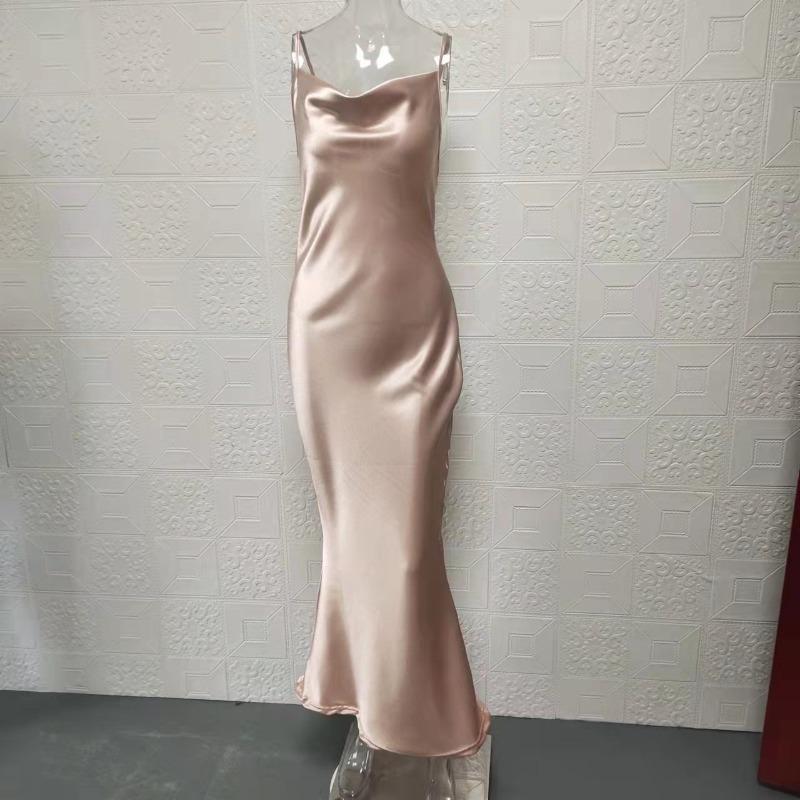 Sommer frauen Kleid Einfarbig Sexy Temperament Neckholder Einen Schritt Kleider