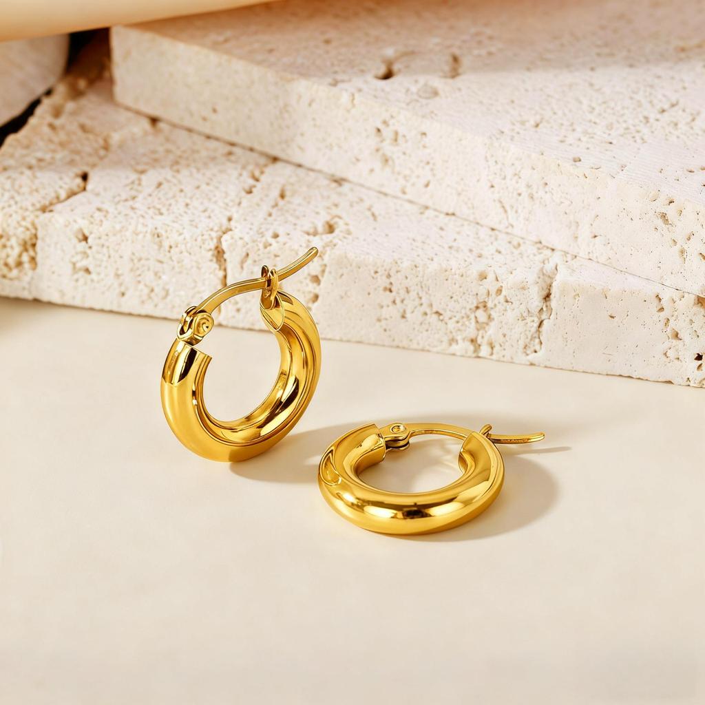 Temu Europe Hot-Selling Luxury Hoop Earrings: Non-Fading Women's Studs with High-End Feel.