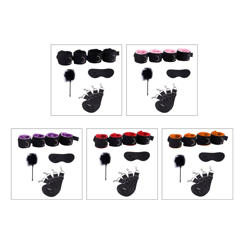 Couple Sex Toy BDSM Bed Restraint Equipment Set Sex Erotic Handcuffs Ankle Eye Mask Whip Alternative Training Game