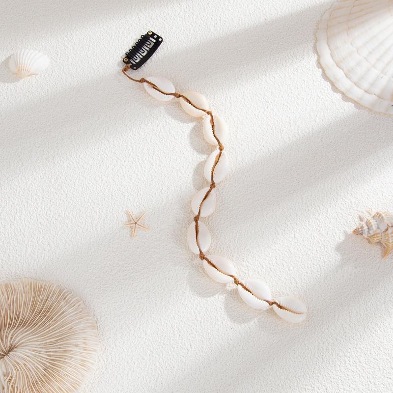 Festival Hair Extension Shell Bead Strands Waterproof Coating Boho Mermaid Core Dreadlock Jewelry For Braids