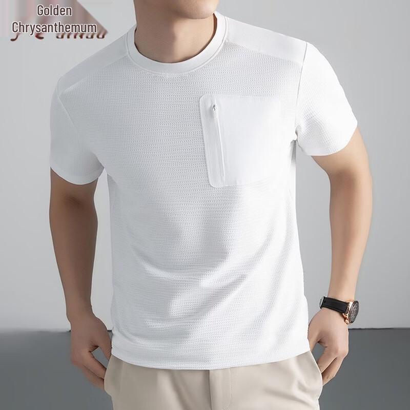 JINJU Men s Casual Ice Silk Short Sleeve T-Shirt 58