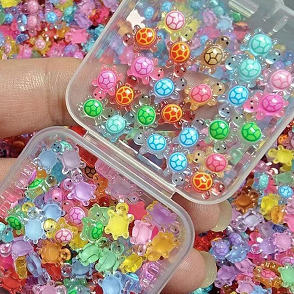 100pcs Mini Resin Turtles Night Glow Turtle Figurines Multi-Function Glow In The Night Turtle Miniatures for Micro Landscap