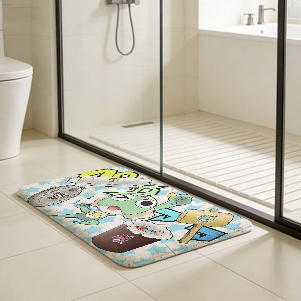 Keroro Frog Cool Gunsou Sergeant Floor Mat Rectangle Anti-slip Home Soft Badmat Front Door Indoor Outdoor Mat Welcome Doormat